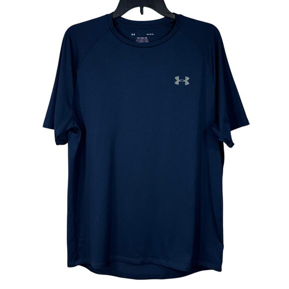 Under Armour Mens Large The Tech Tee Shirt Lightweight Short Sleeve Stretch Blue - Picture 1 of 5